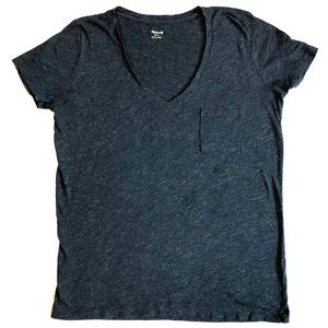 Madewell Dark Blue Gray V-Neck Shirt